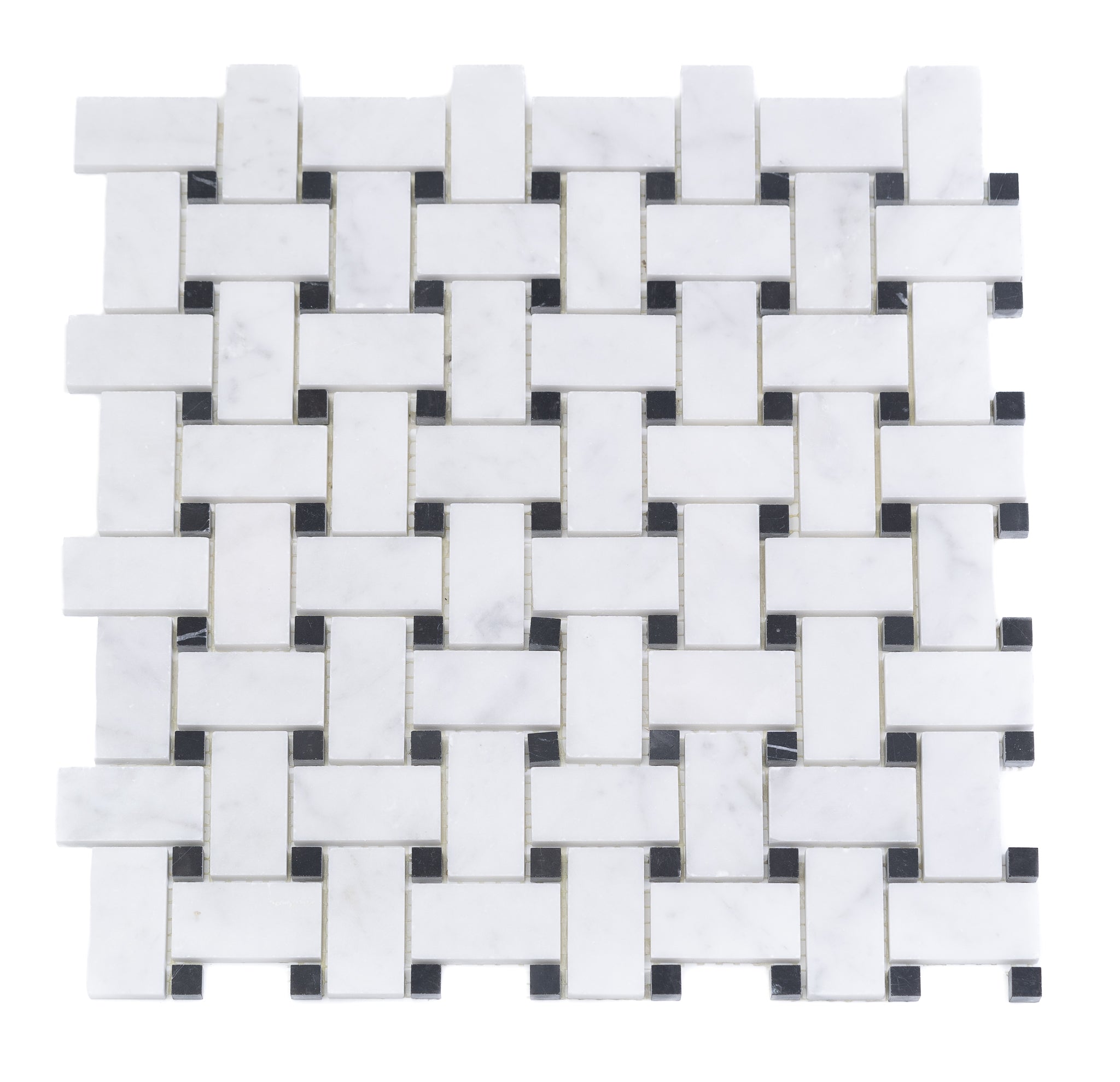 Carrara Basket Weave with Black Dots 12"x12"