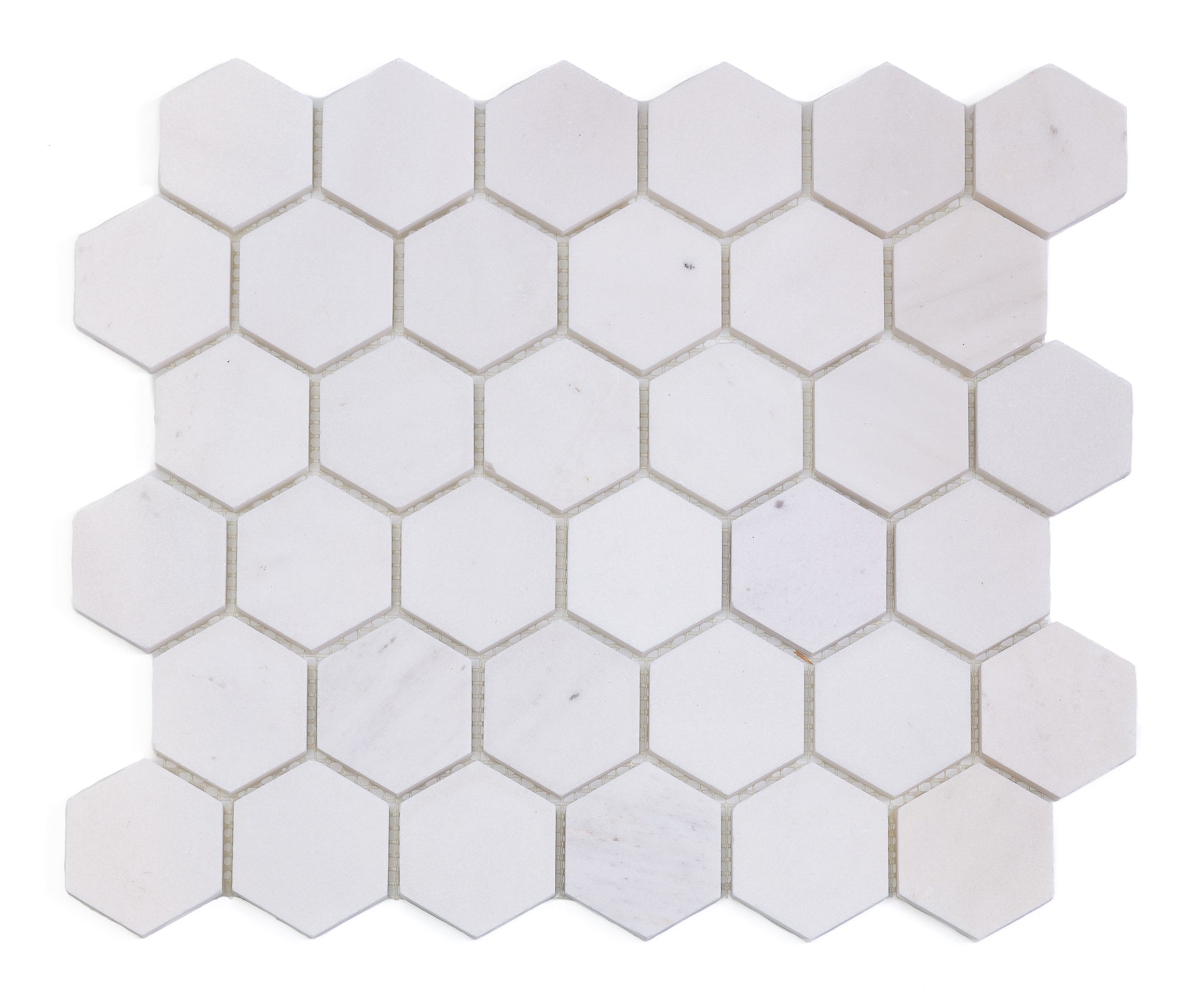 Bianco Neve Hexagonal Polished Marble Mosaic 12"x12"