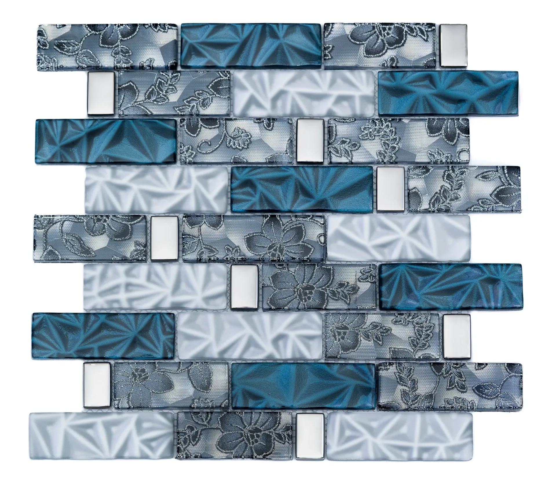 Azure Lace Linear Glass Mosaic