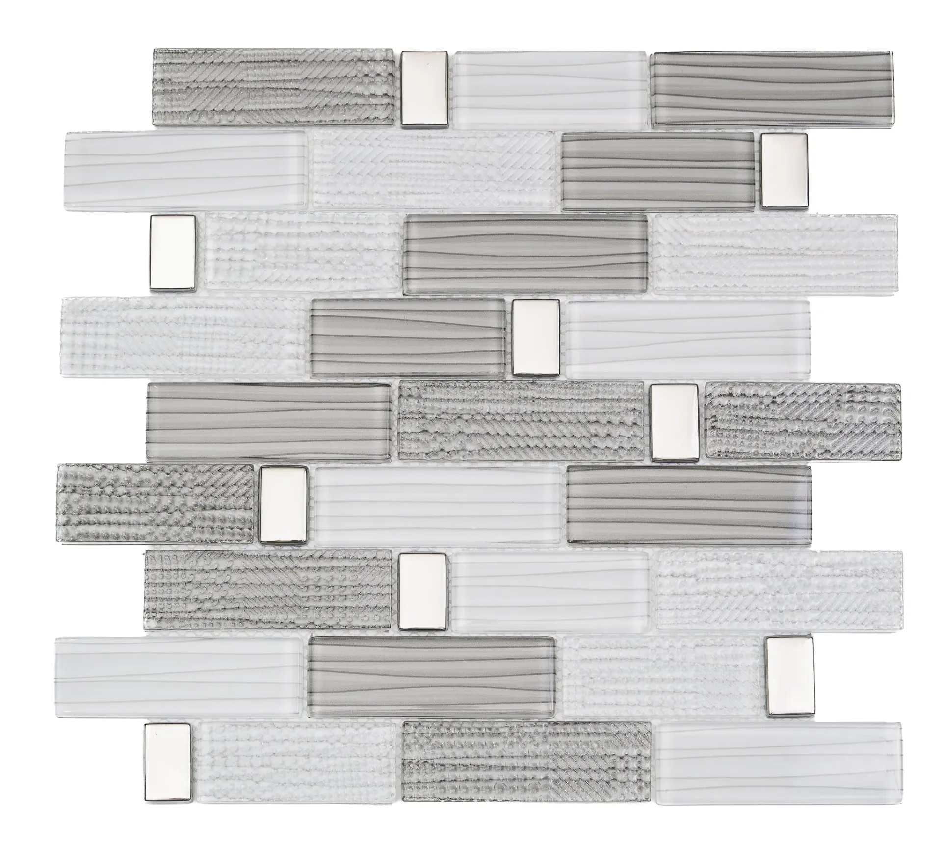Silver Cascade Linear Glass Mosaic