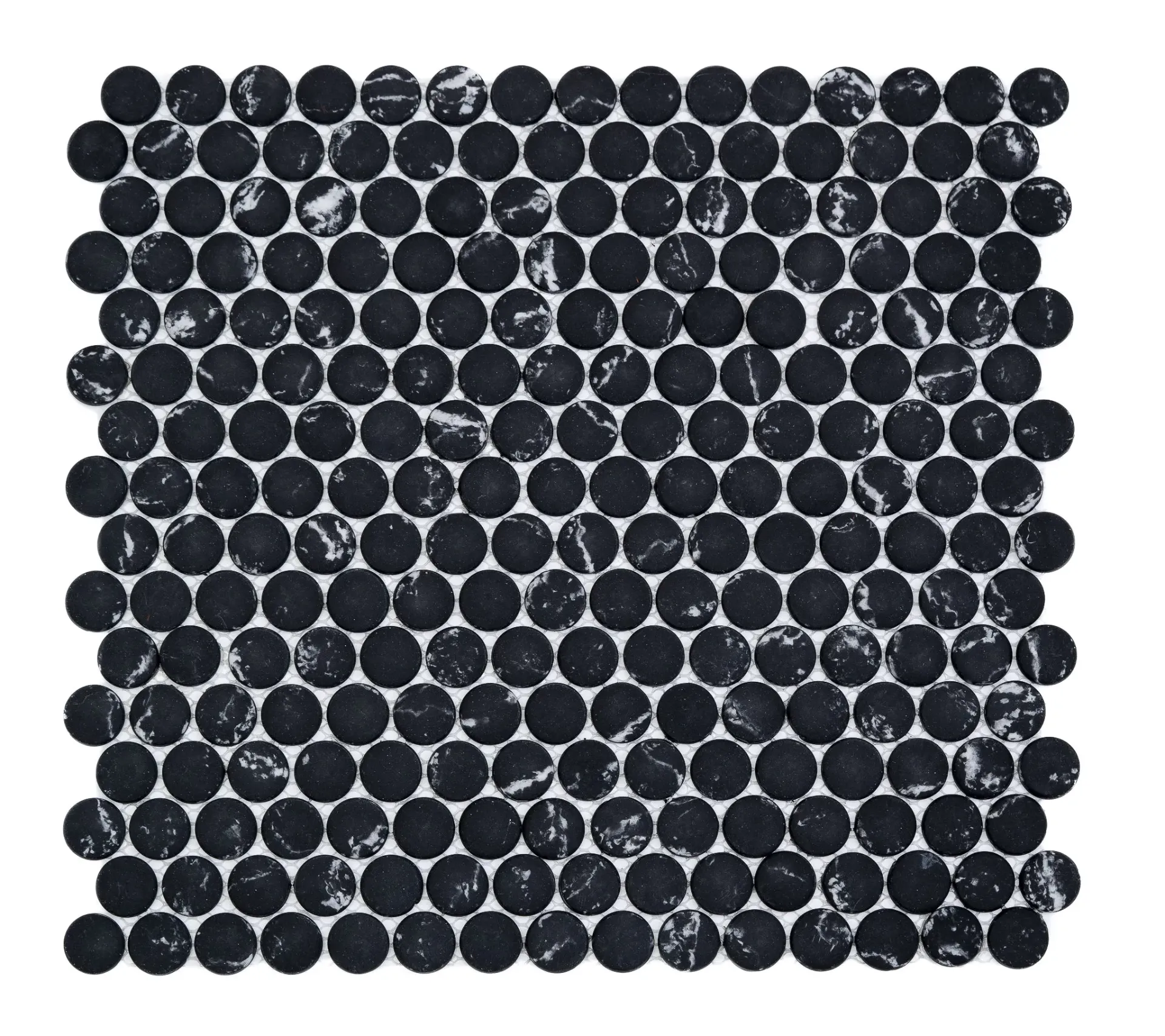 Black Marbled Penny Round Mosaic
