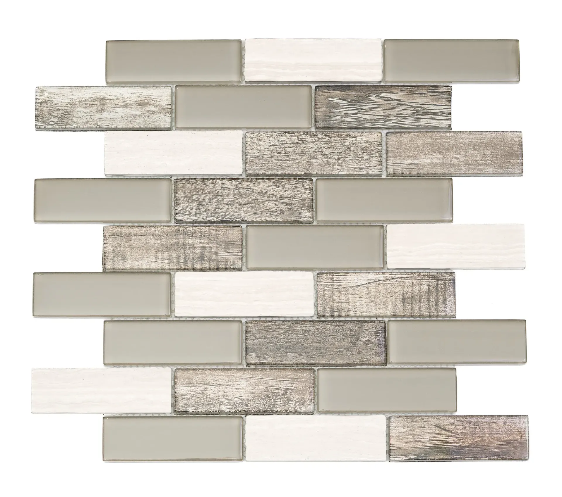 Beige Marble‑Look Linear Glass Mosaic