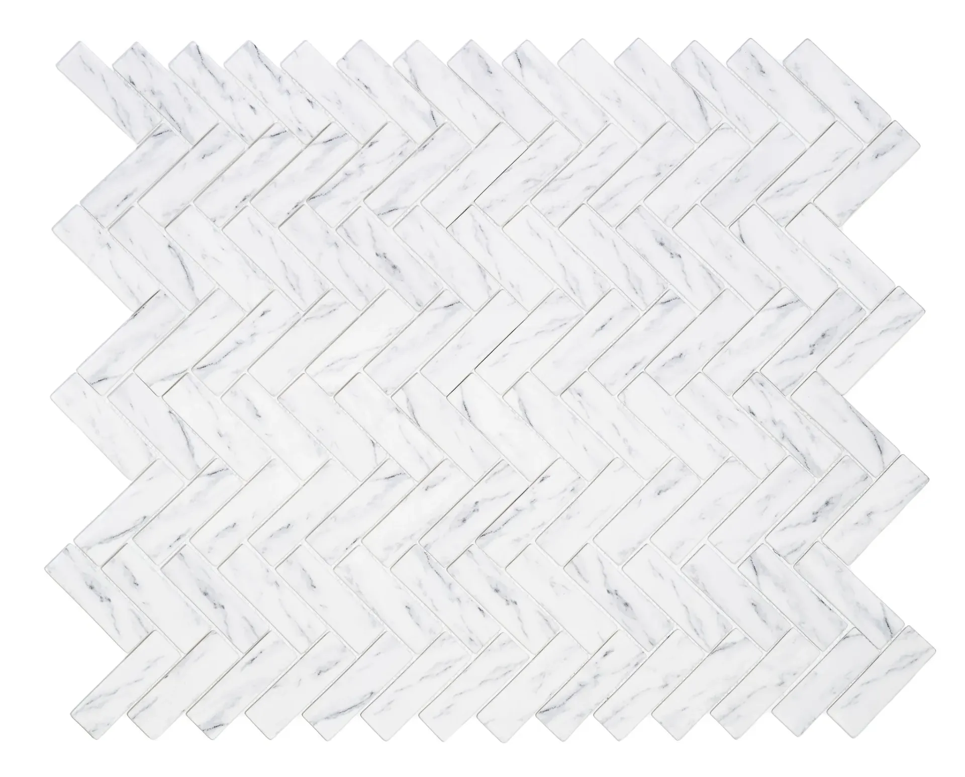 Frosted Marble Herringbone Sandblasted Glass Mosaic