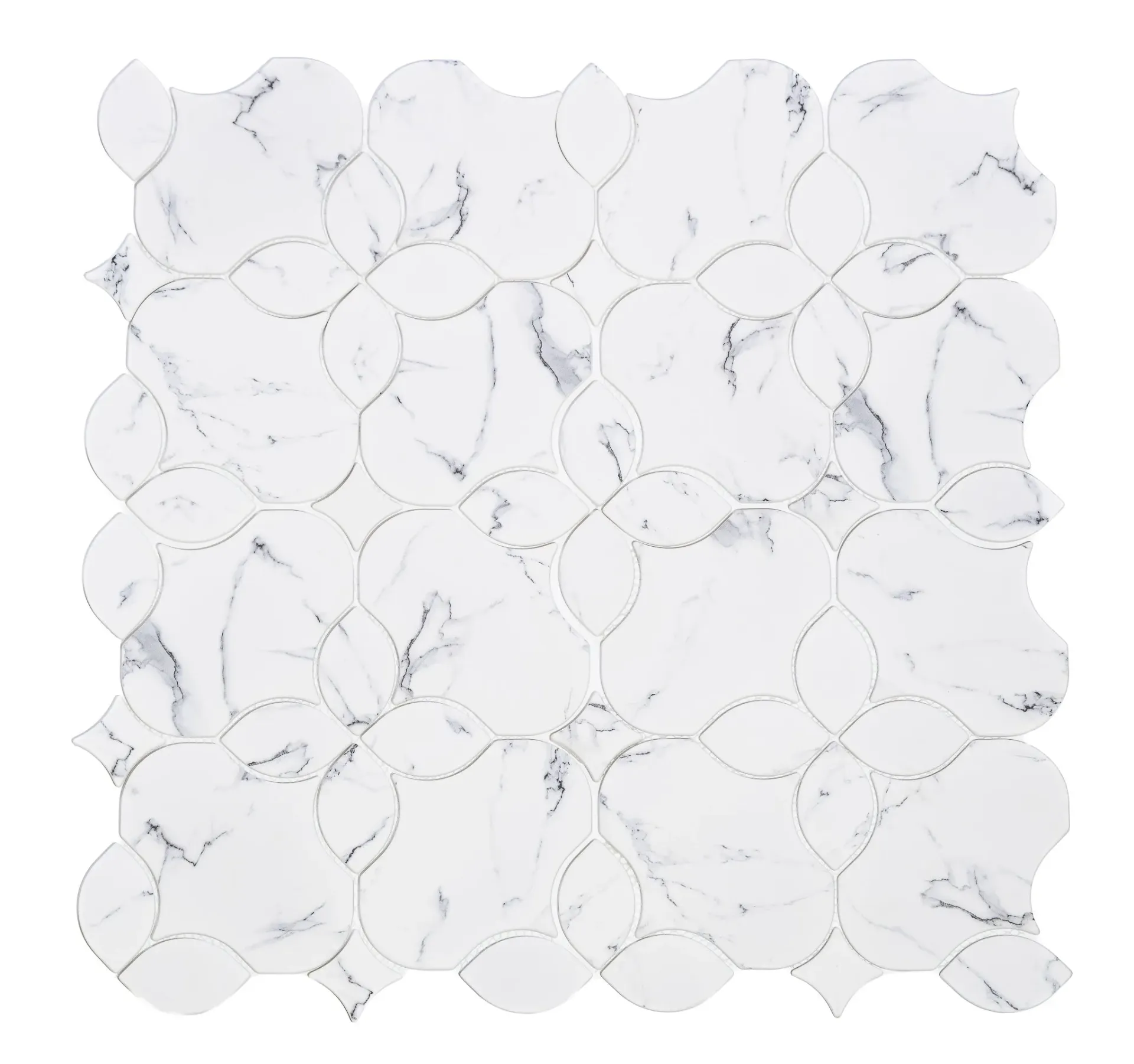 Frosted Quatrefoil Sandblasted Glass Mosaic