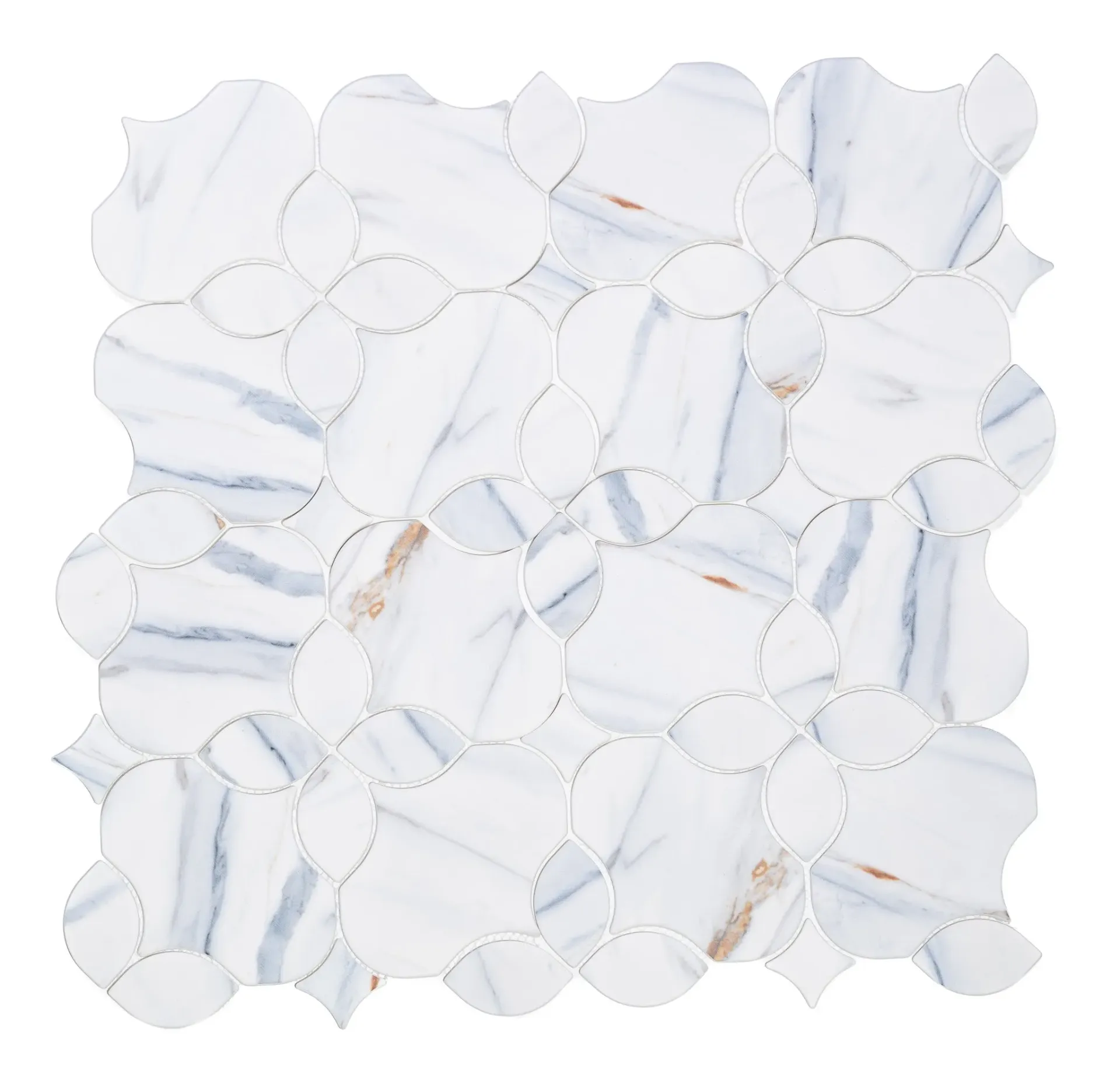 Frosted Petal Crest Sandblasted Glass Mosaic