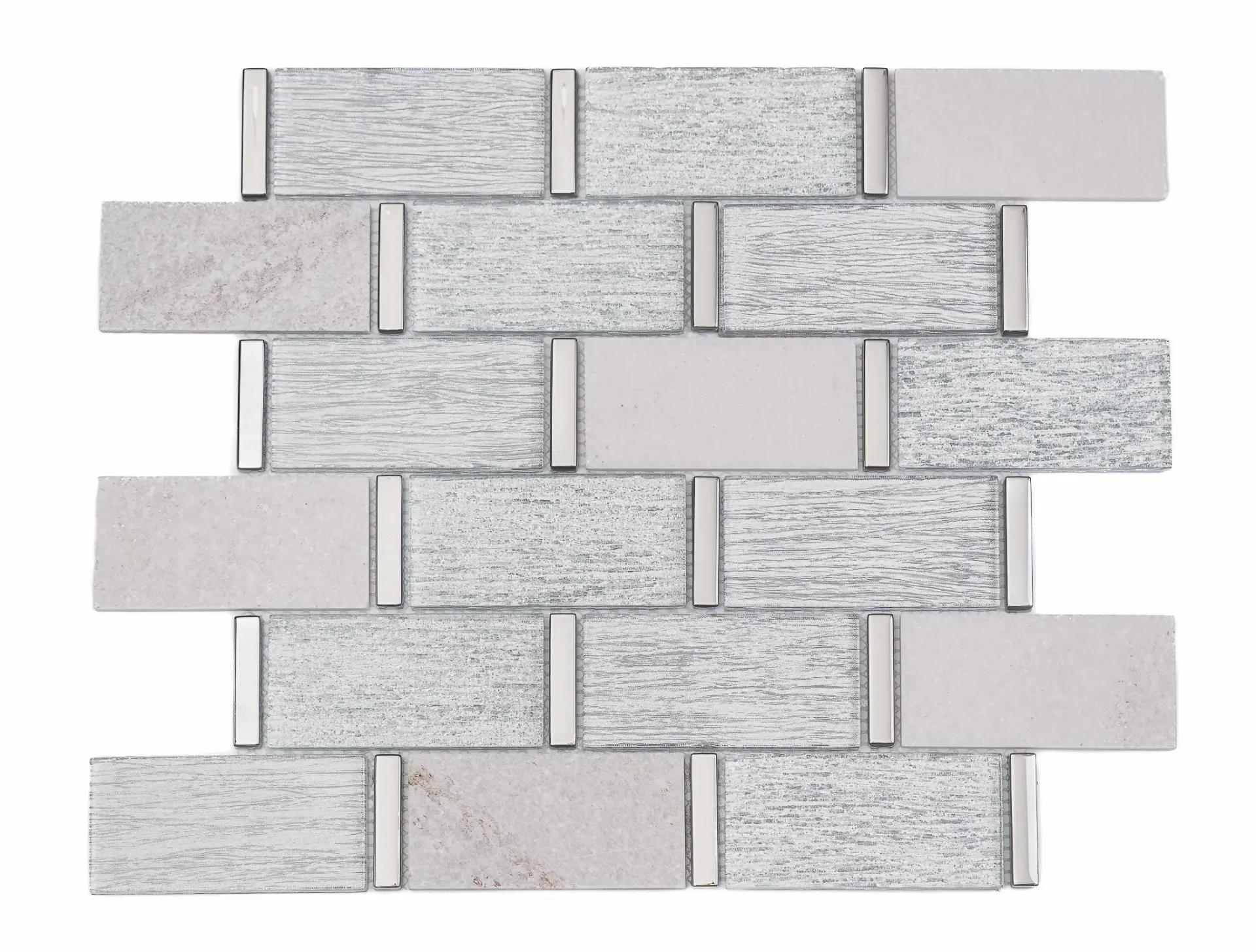 Soft Pearl Linear Stone & Glass Mosaic