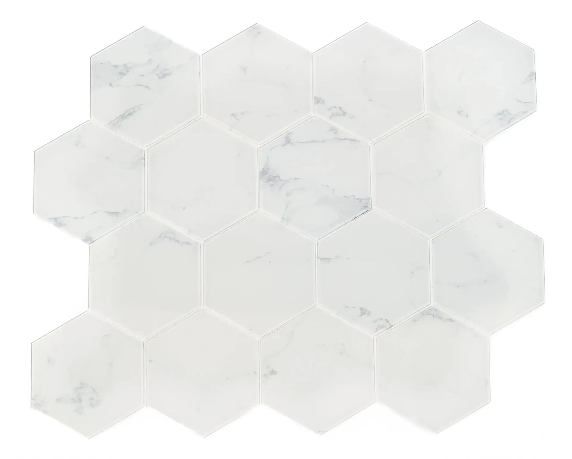 Frosted Carrara Hexagon Glass Mosaic