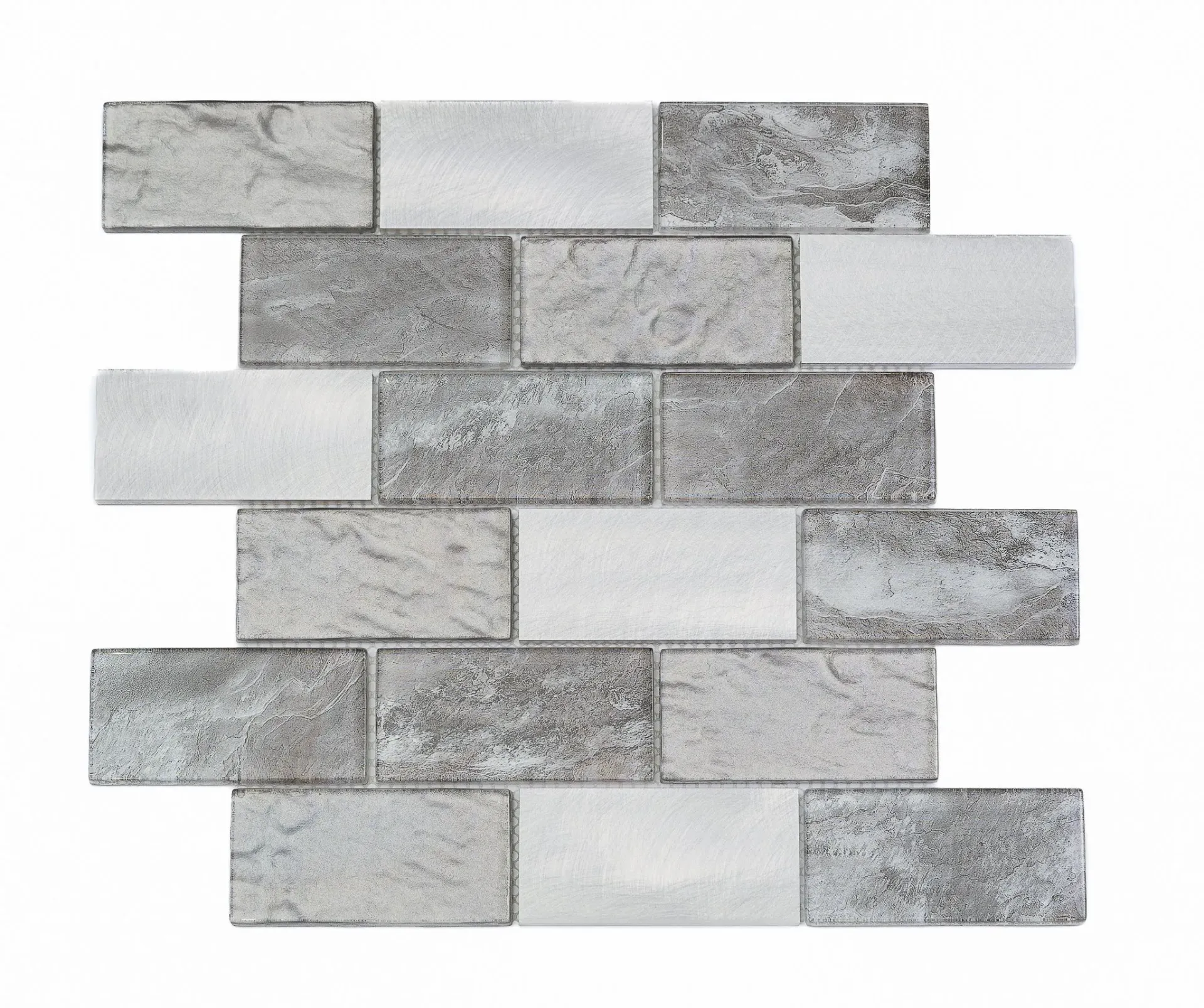 Silver Mist Linear Glass & Stone Mosaic
