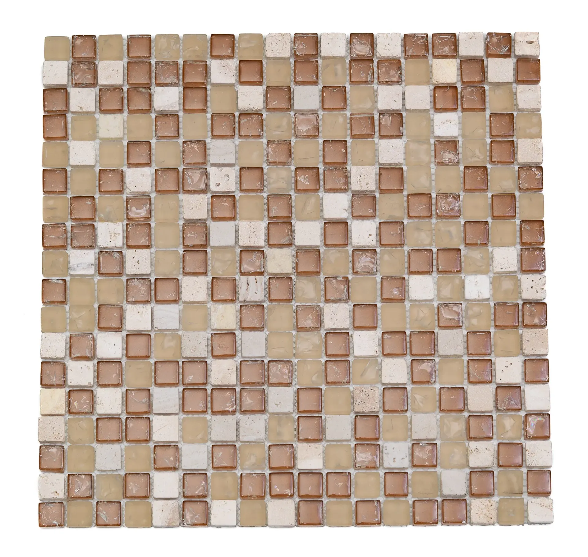 Beige & Cream Square Glass‑Stone Mosaic