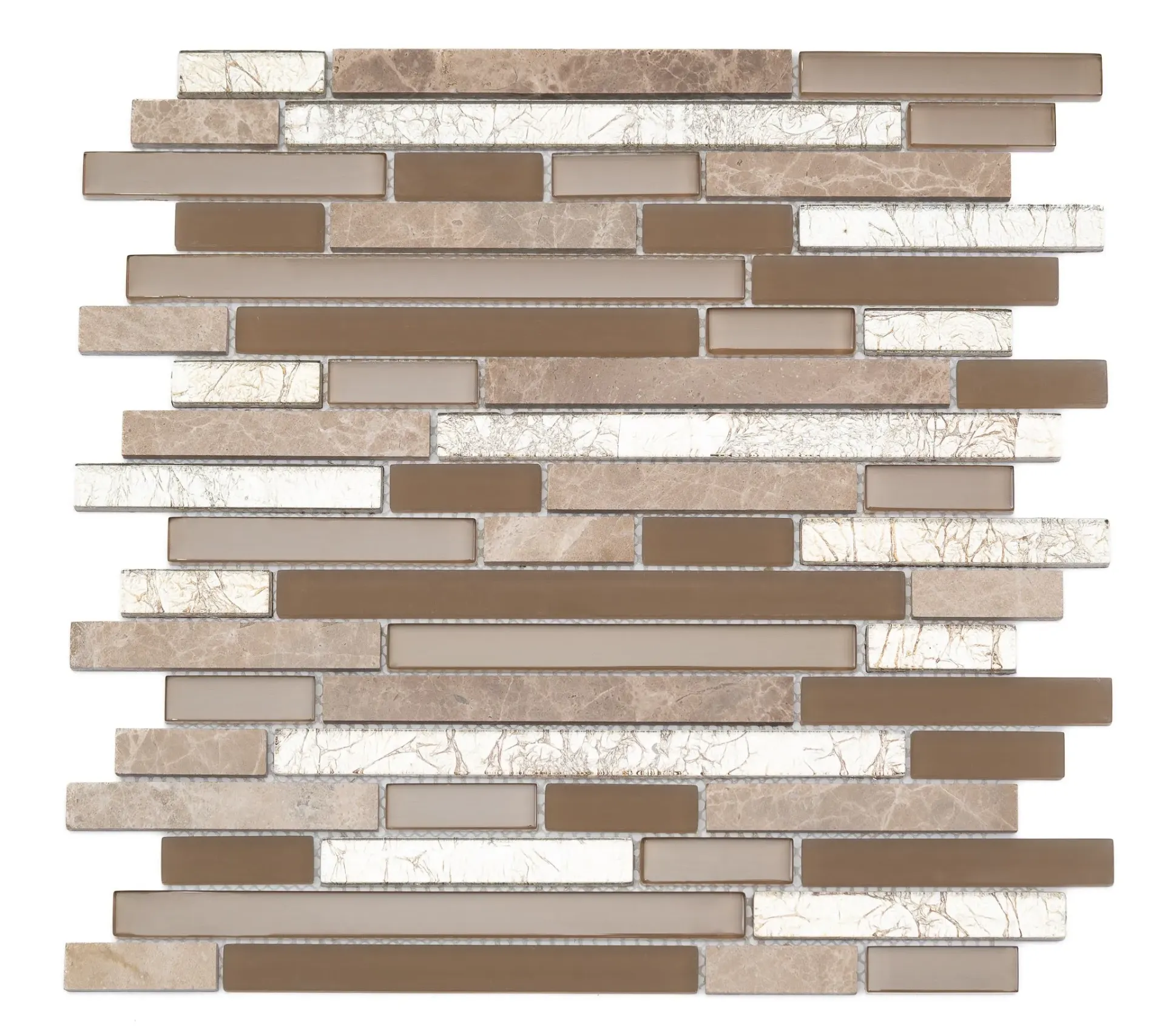 Sahara Blend Linear Marble & Glass Mosaic