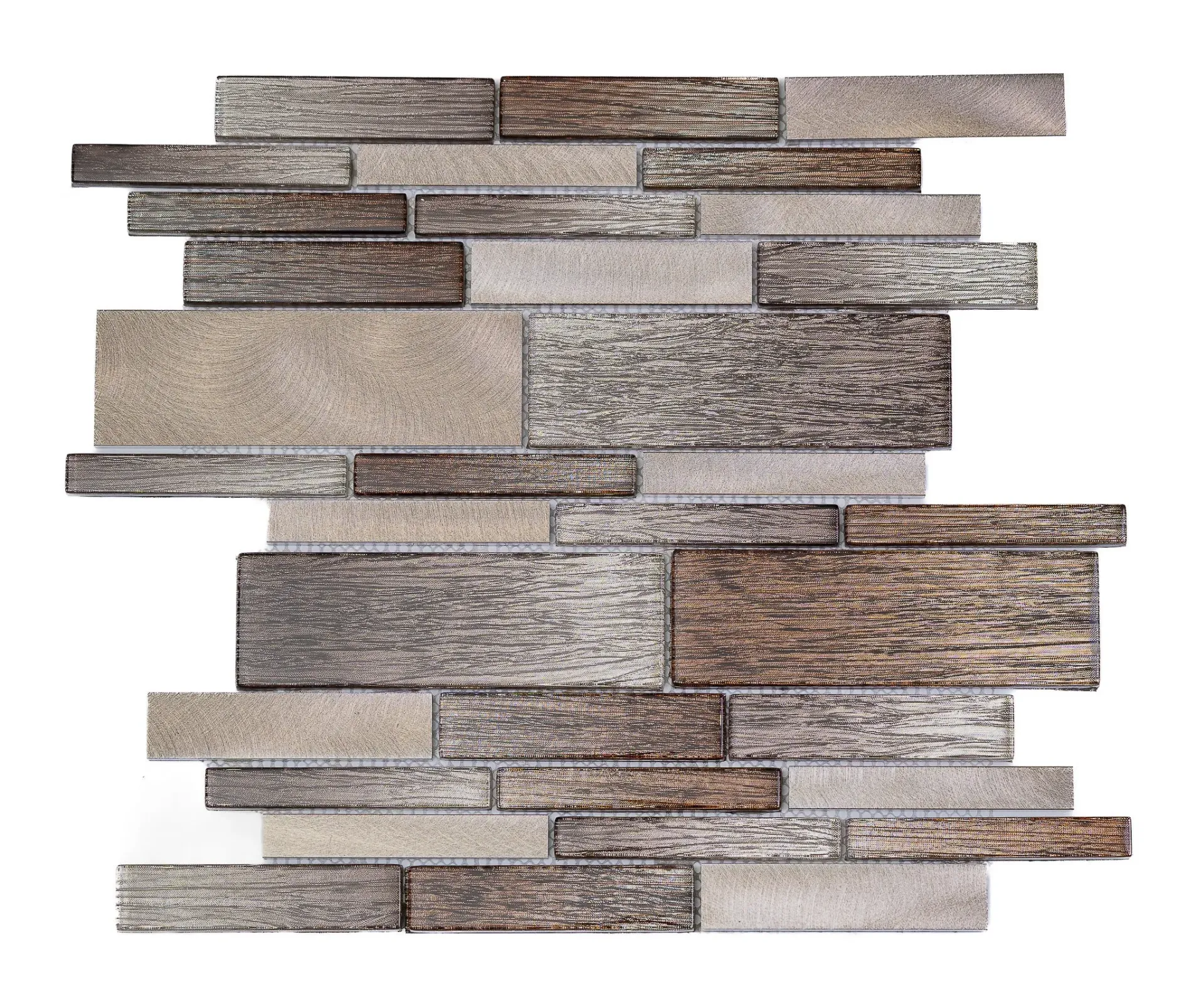 Bronze Alloy Linear Glass & Aluminum Mosaic