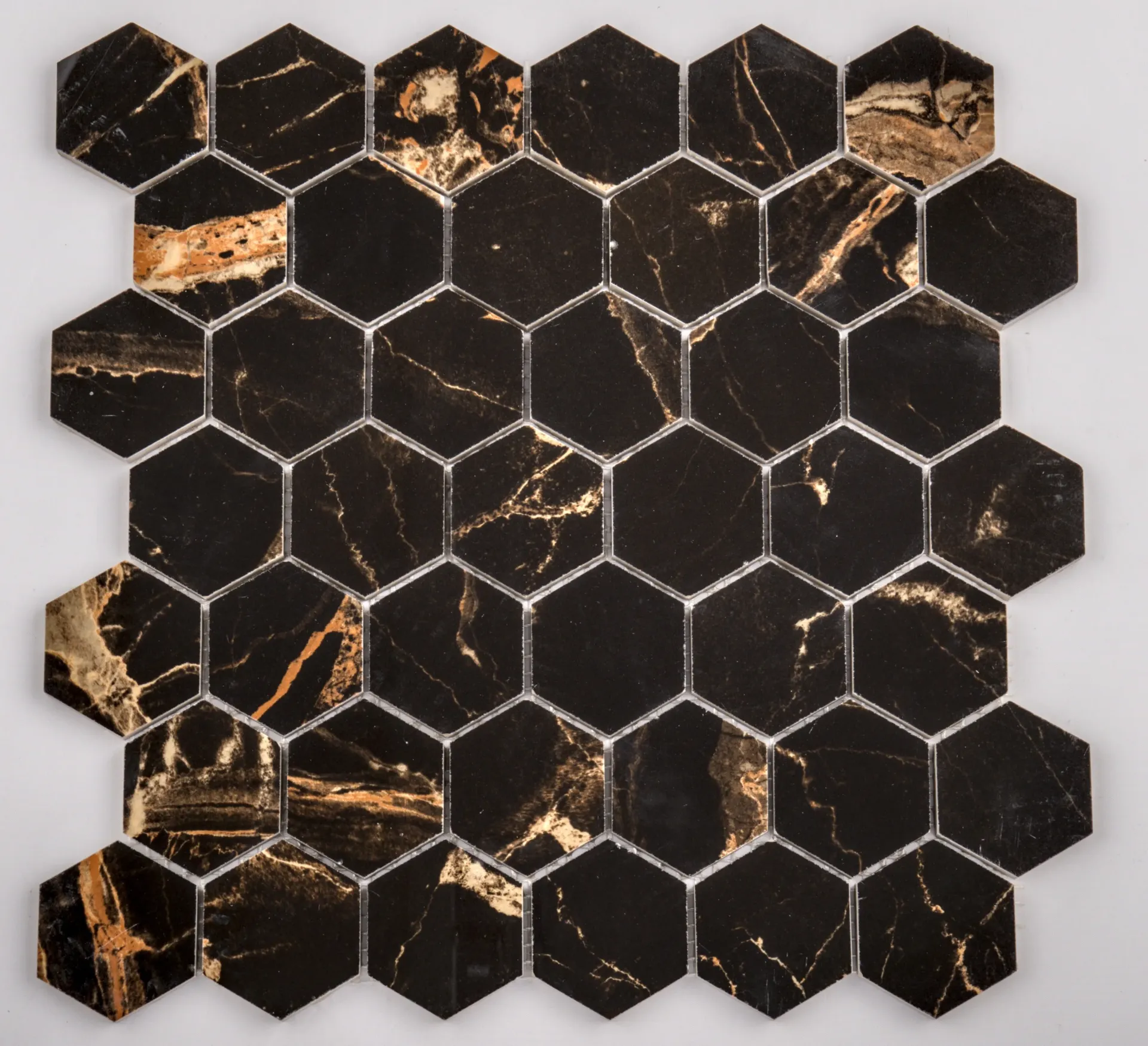 Mosaic Versus Gold Hexagon