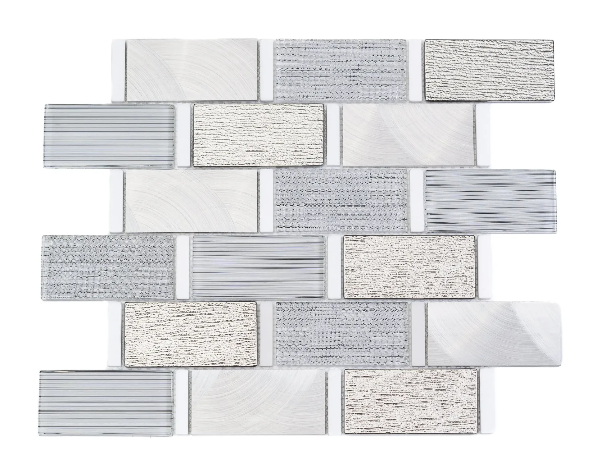 Silver Fusion Linear Glass & Metal Mosaic