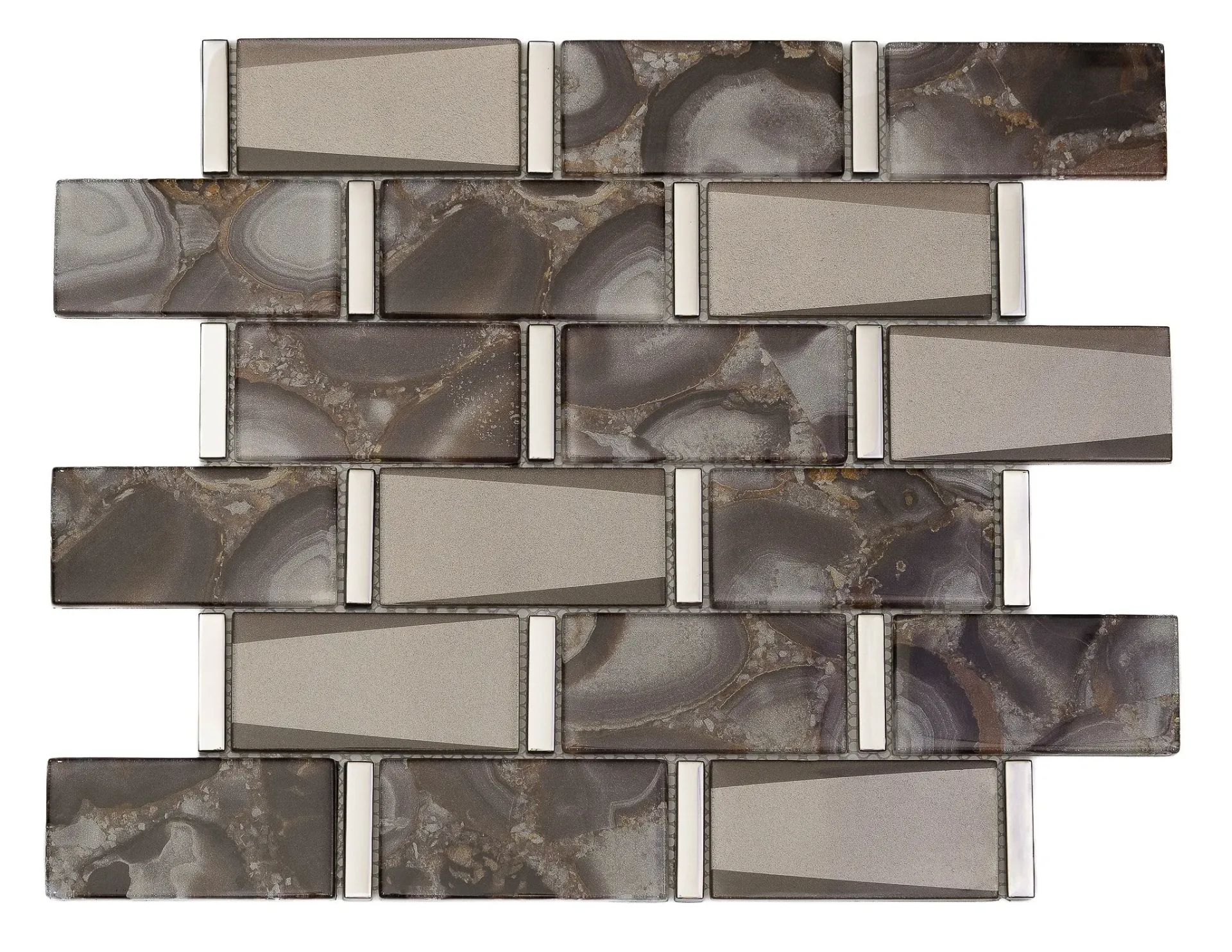 Agate Beige Linear Glass‑Blend Mosaic (Polished)